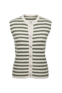 Annelien Striped Knitted Sleeveless Tank Cardigan