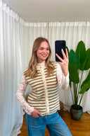 Annelien Striped Knitted Sleeveless Tank Cardigan