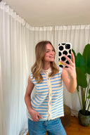 Annelien Striped Knitted Sleeveless Tank Cardigan