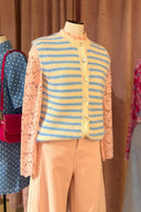 Annelien Striped Knitted Sleeveless Tank Cardigan