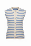 Annelien Striped Knitted Sleeveless Tank Cardigan