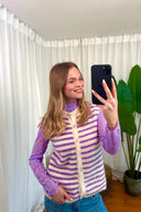 Annelien Striped Knitted Sleeveless Tank Cardigan