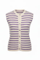 Annelien Striped Knitted Sleeveless Tank Cardigan