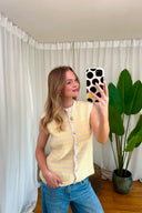 Annelien Striped Knitted Sleeveless Tank Cardigan