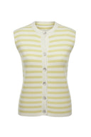 Annelien Striped Knitted Sleeveless Tank Cardigan