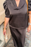 Vicky Satijnen Rok Dark Brown