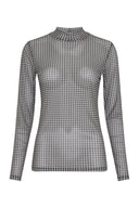 Janie Illenora Geruite Col Mesh Top | MSCH Copenhagen