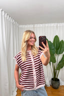Noelle Gestreepte Gebreide Mouwloze Debardeur Cardigan  | Sweet Like You