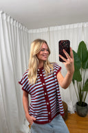 Noelle Gestreepte Gebreide Mouwloze Debardeur Cardigan  | Sweet Like You