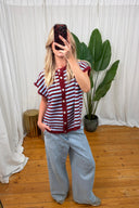 Noelle Gestreepte Gebreide Mouwloze Debardeur Cardigan  | Sweet Like You