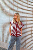 Noelle Gestreepte Gebreide Mouwloze Debardeur Cardigan  | Sweet Like You