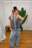 Noelle Gestreepte Gebreide Mouwloze Debardeur Cardigan  | Sweet Like You