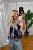 Noelle Gestreepte Gebreide Mouwloze Debardeur Cardigan  | Sweet Like You