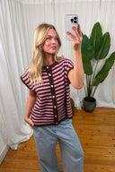 Noelle Gestreepte Gebreide Mouwloze Debardeur Cardigan  | Sweet Like You