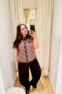 Noelle Gestreepte Gebreide Mouwloze Debardeur Cardigan  | Sweet Like You