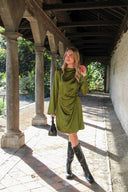 yasbita-gedrapeerde-satijnen-mini-jurk-groen-yas-lookfoto-vooraanzicht-1