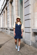 yasscallop-mini-denim-jeans-jurk-Y.A.S-dark-blue-denim-modelfoto-vooraanzicht-3