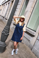 yasscallop-mini-denim-jeans-jurk-Y.A.S-dark-blue-denim-modelfoto-vooraanzicht-2