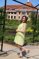 yascrimo-mini-ruche-jurk-wax-yellow-Y.A.S-modelfoto-vooraanzicht-1