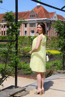 yascrimo-mini-ruche-jurk-wax-yellow-Y.A.S-modelfoto-zijaanzicht-1