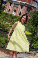 yascrimo-mini-ruche-jurk-wax-yellow-Y.A.S-modelfoto-vooraanzicht-2