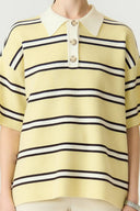 Yasisabell Gestreepte Gebreide Polo Top | YAS