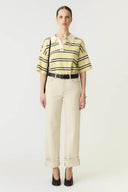 Yasisabell Gestreepte Gebreide Polo Top | YAS