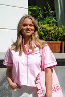 Yaslee Short Sleeve Piping Shirt Blouse