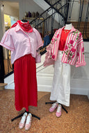 Yaslee Short Sleeve Piping Shirt Blouse