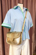 Yaslee Short Sleeve Piping Shirt Blouse