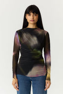 Yasshama Grafische Mesh Col Top | YAS