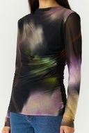 Yasshama Grafische Mesh Col Top | YAS