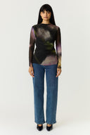 Yasshama Grafische Mesh Col Top | YAS