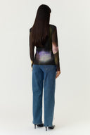 Yasshama Grafische Mesh Col Top | YAS