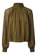 yasolera-col-chiffon-blouse-donkergroen-yas-productfoto-vooraanzicht-1