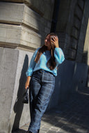 yaslua-geruite-barrel-balloon-denim-jeans-broek-dark-blue-denim-yas-lookfoto-vooraanzicht-2