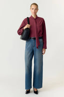 yasmargo-geruite-hemd-blouse-bordeaux-yas-modelfoto-vooraanzicht-4