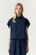 Yasleona Geruite Cropped Hemd Blouse | YAS