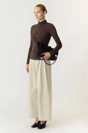 yaswoolan-jersey-col-top-chocolate-brown-Y.A.S-modelfoto-zijaanzicht-2