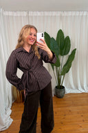 Leticia Overslag Gestreepte Hemd Blouse | Sweet Like You