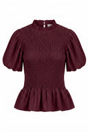 odette-korte-mouw-smock-blouse-bordeaux-sweet-like-you-productfoto-vooraanzicht-1