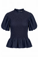 odette-korte-mouw-smock-blouse-navy-donkerblauw-sweet-like-you-productfoto-vooraanzicht-1