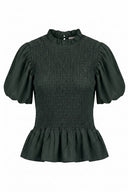 odette-korte-mouw-smock-blouse-dark-green-donkergroen-sweet-like-you-productfoto-vooraanzicht-1
