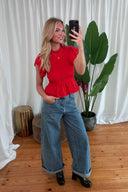 odette-korte-mouw-smock-blouse-red-rood-sweet-like-you-lookfoto-vooraanzicht-1