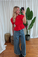 odette-korte-mouw-smock-blouse-red-rood-sweet-like-you-lookfoto-vooraanzicht-3