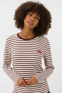 hunta-kiss-gestreepte-sweater-culture-burgundy-bordeaux-modelfoto-vooraanzicht-1