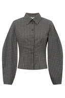 letina-geruite-gecentreerde-hemd-blouse-mirage-check-donkergrijs-mbym-productfoto-vooraanzicht-1