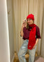 Heart Set of Hat and Scarf Wool Viscose Blend