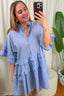 Mélanie Gestreepte Ruffle Jurk