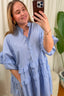 Mélanie Gestreepte Ruffle Jurk